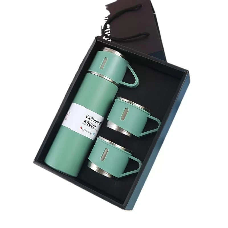 500ml17oz skapandi bolli með þremur lokum úr ryðfríu stáli einangruðu kaffibolla sett
